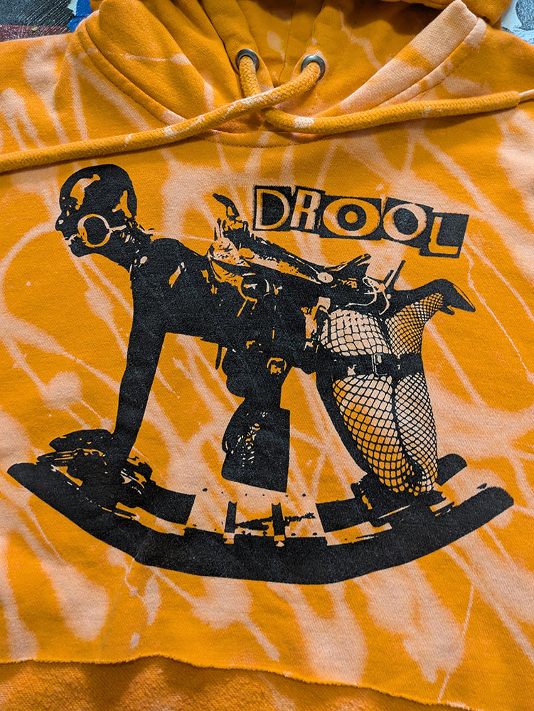FOMO Collection - Rubber Pony Raw Cut Crop Top Hoodie  -M- 14425